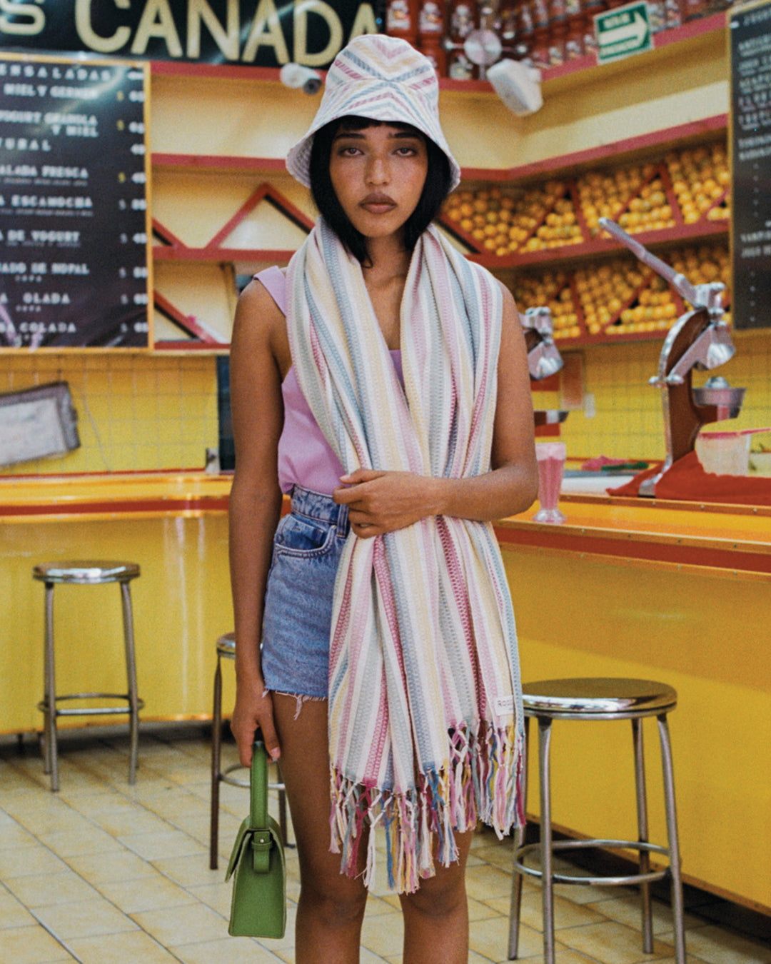 STRIPE BUCKET HAT, CANDY – New (AA)