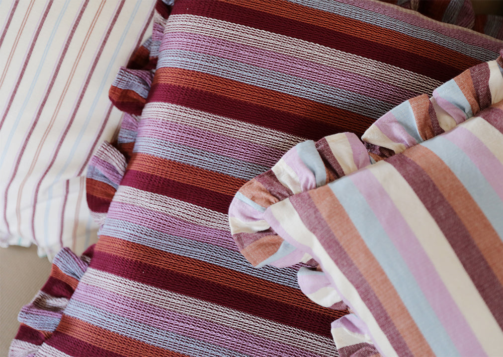 FRILLY STRIPE CUSHION COVERS