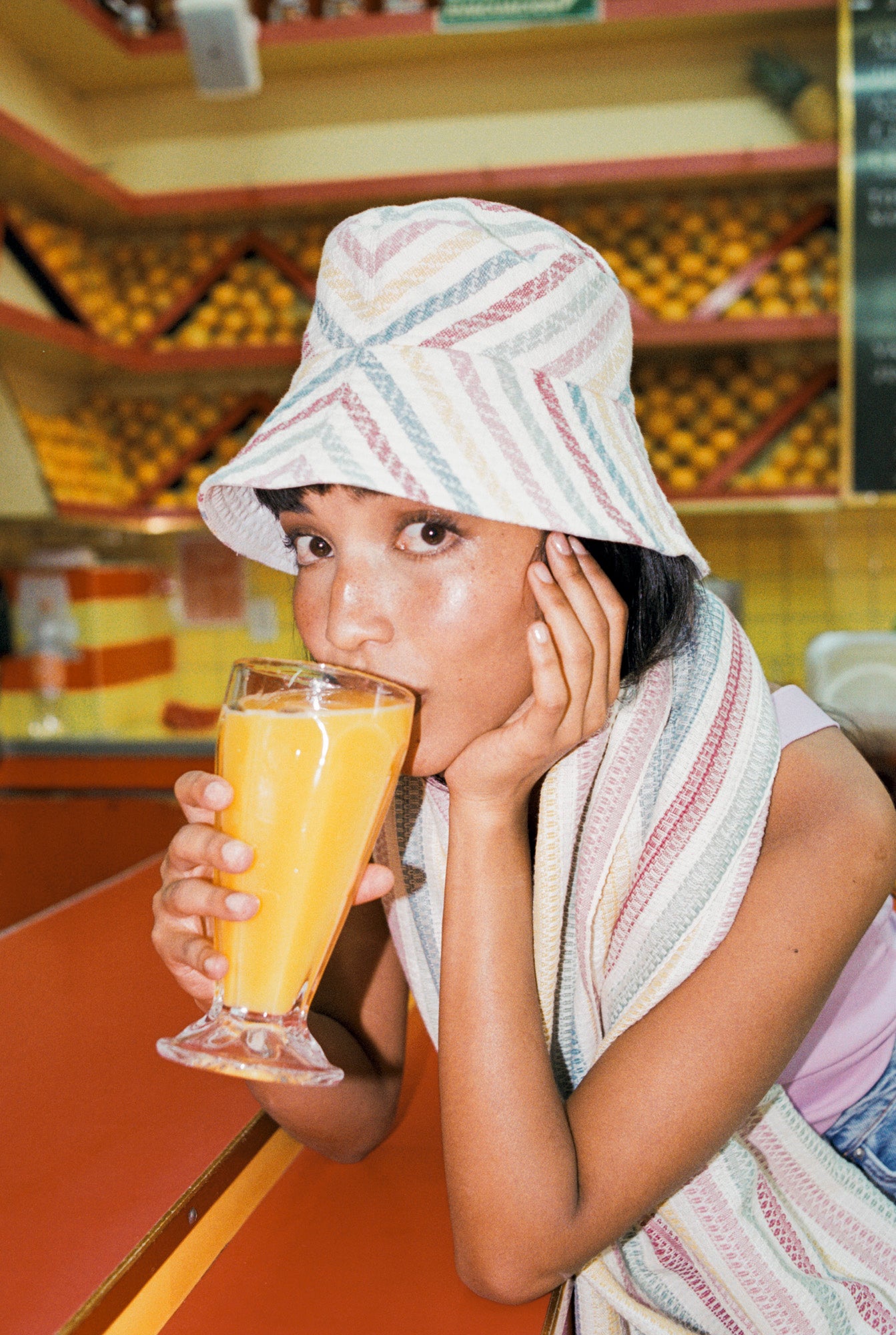 STRIPE BUCKET HAT, CANDY – New (AA)